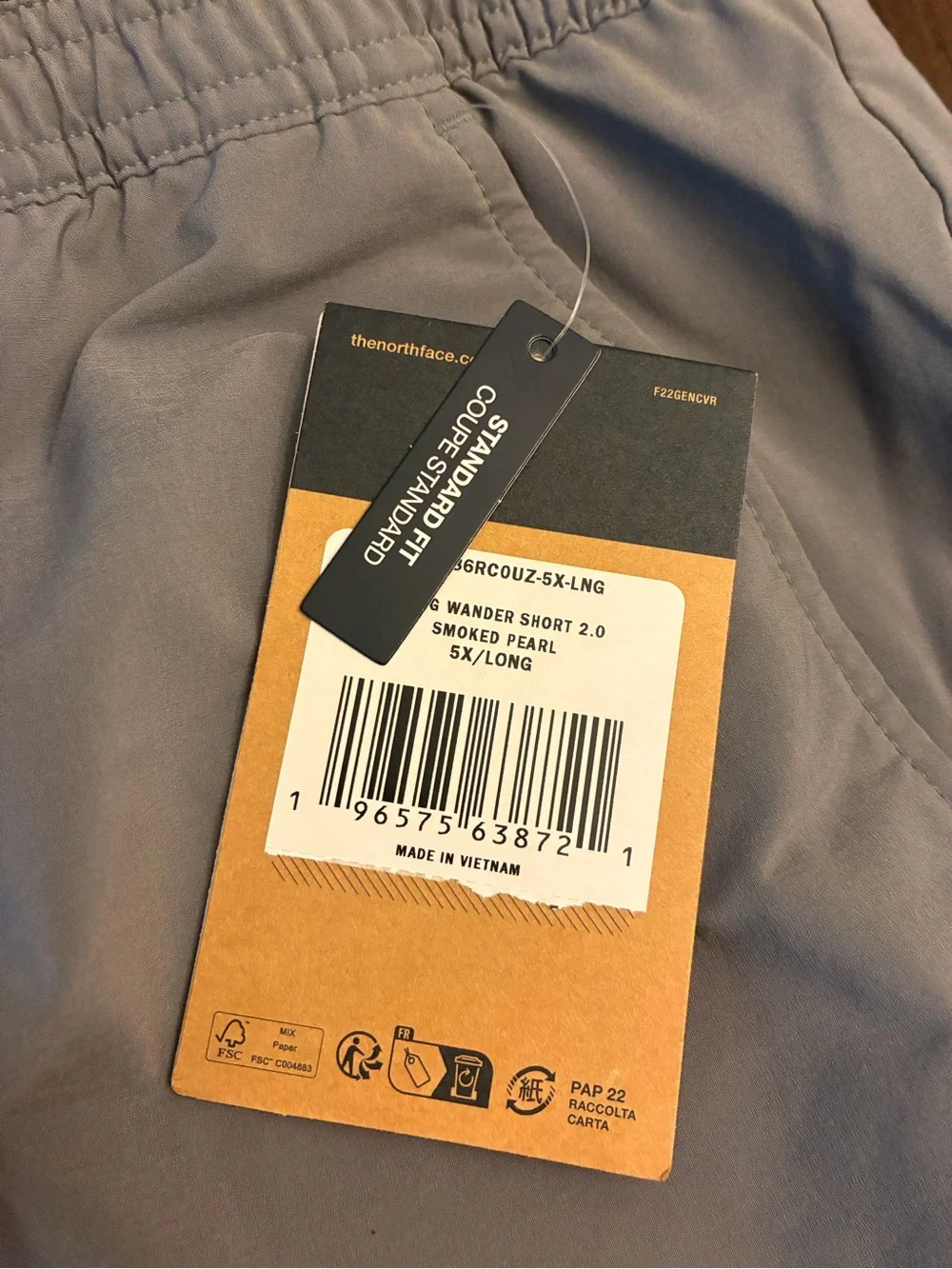 The North Face Mens Big Wander Short 2.0, 5X, LNG, Smoked Pearl New
